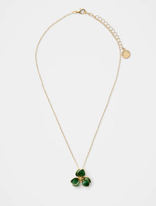 Edith Enamel Flower Necklace Gold/Green_mannequin