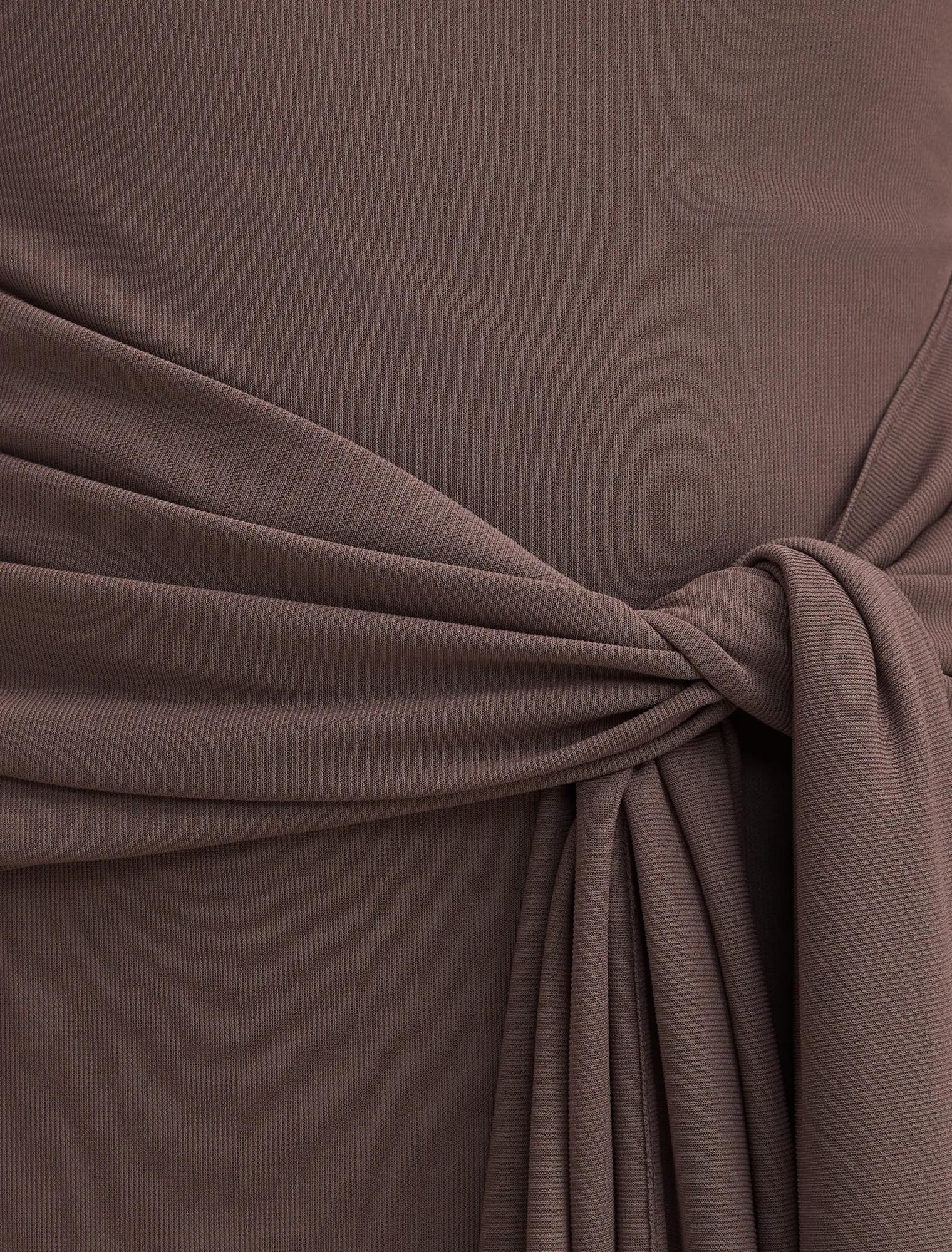 Piper Draped Tie Mesh Midi Dress Plum Truffle