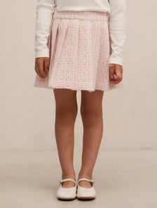 Audrey Girls Pleated Tweed Skirt Pink/Gold Set