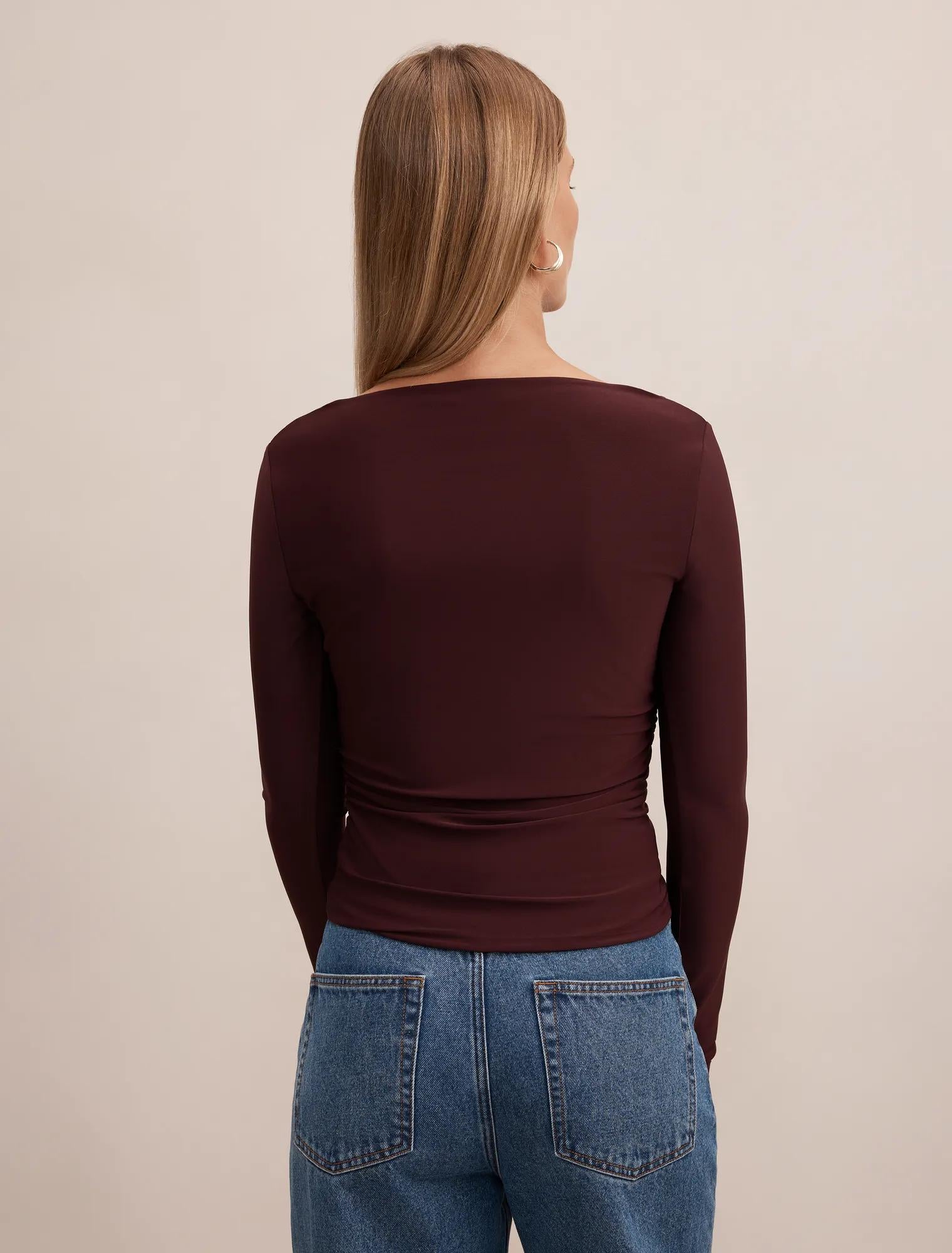 Lexi Tie Long Sleeve Top Midnight Plum