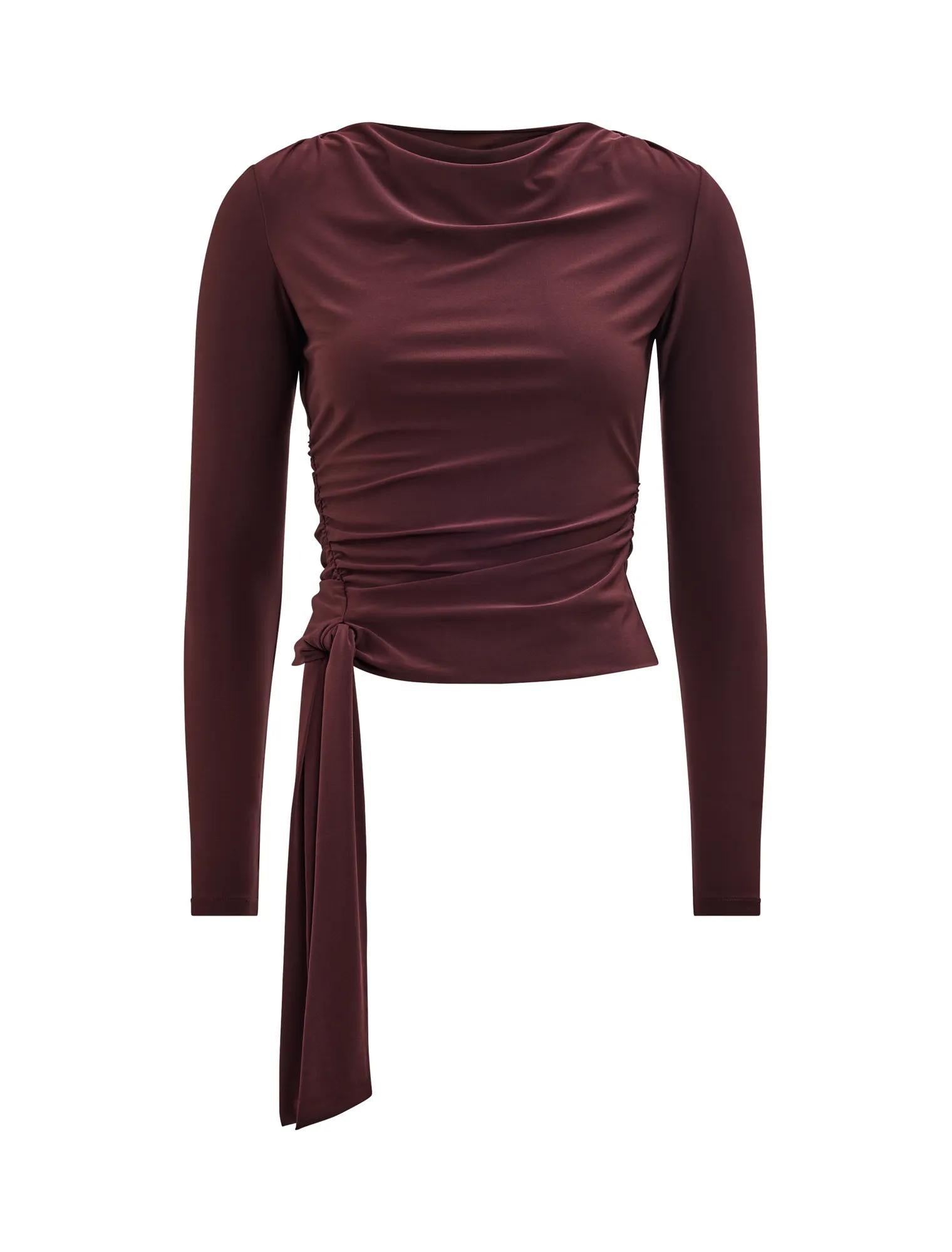 Lexi Tie Long Sleeve Top Midnight Plum_mannequin