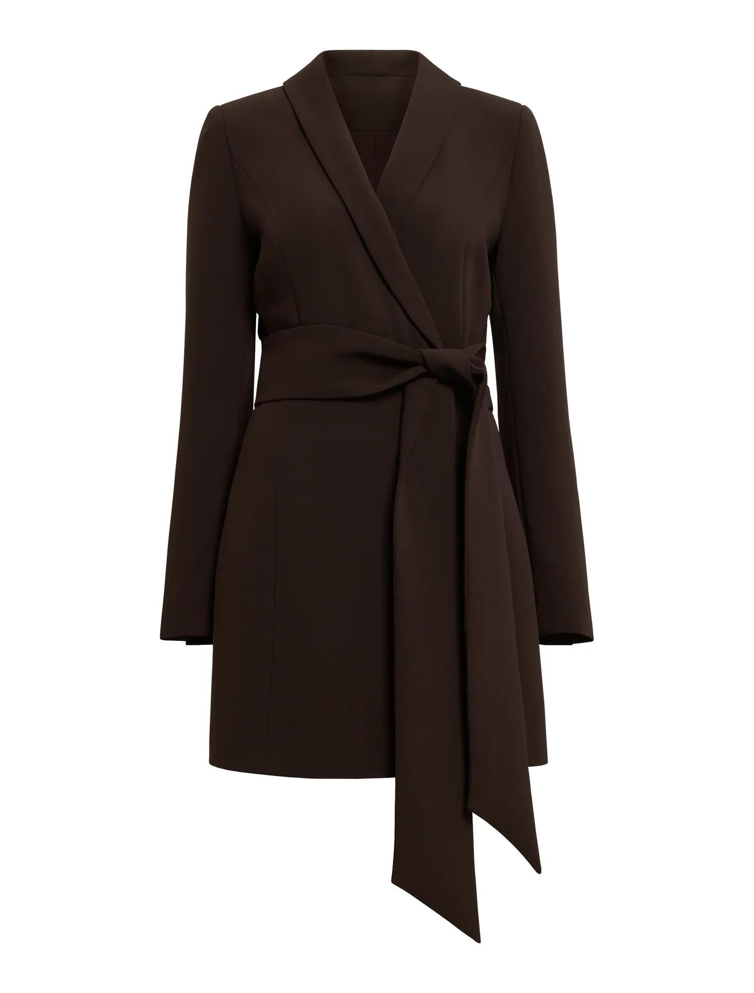 Izzy Belted Blazer Mini Dress Dark Chocolate_mannequin