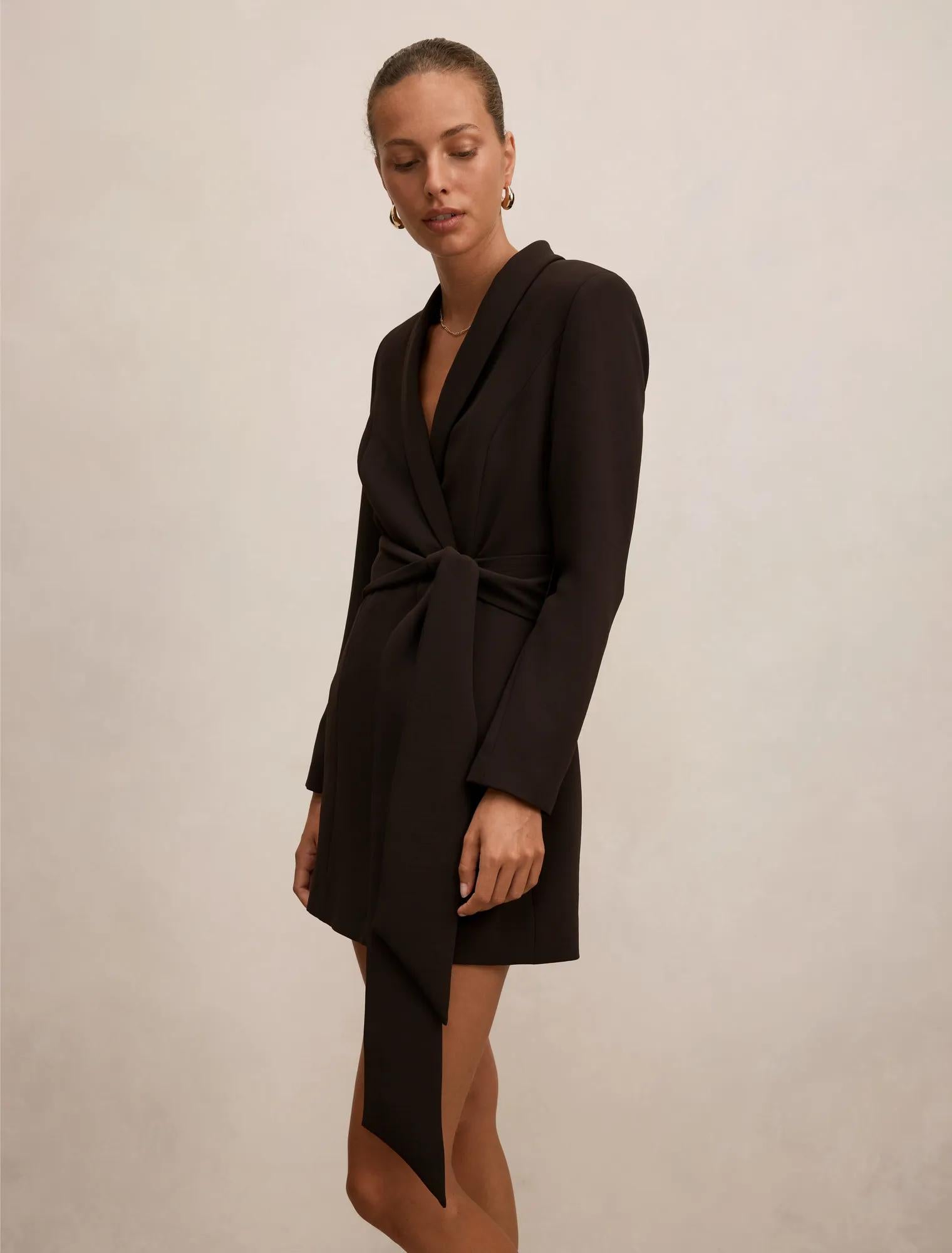 Izzy Belted Blazer Mini Dress Dark Chocolate
