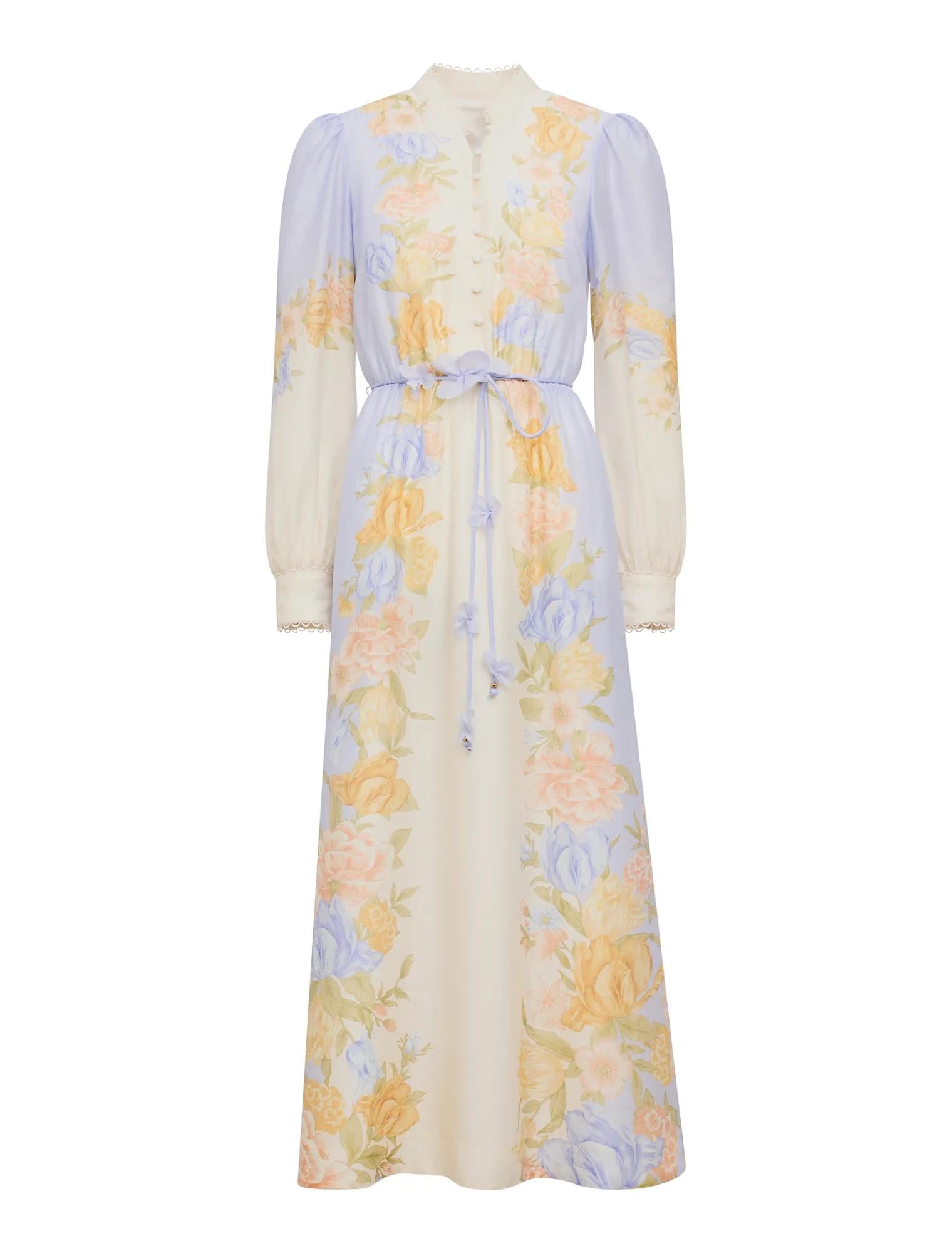 Christina Placement Print Midi Dress Blue Mercia Floral_mannequin