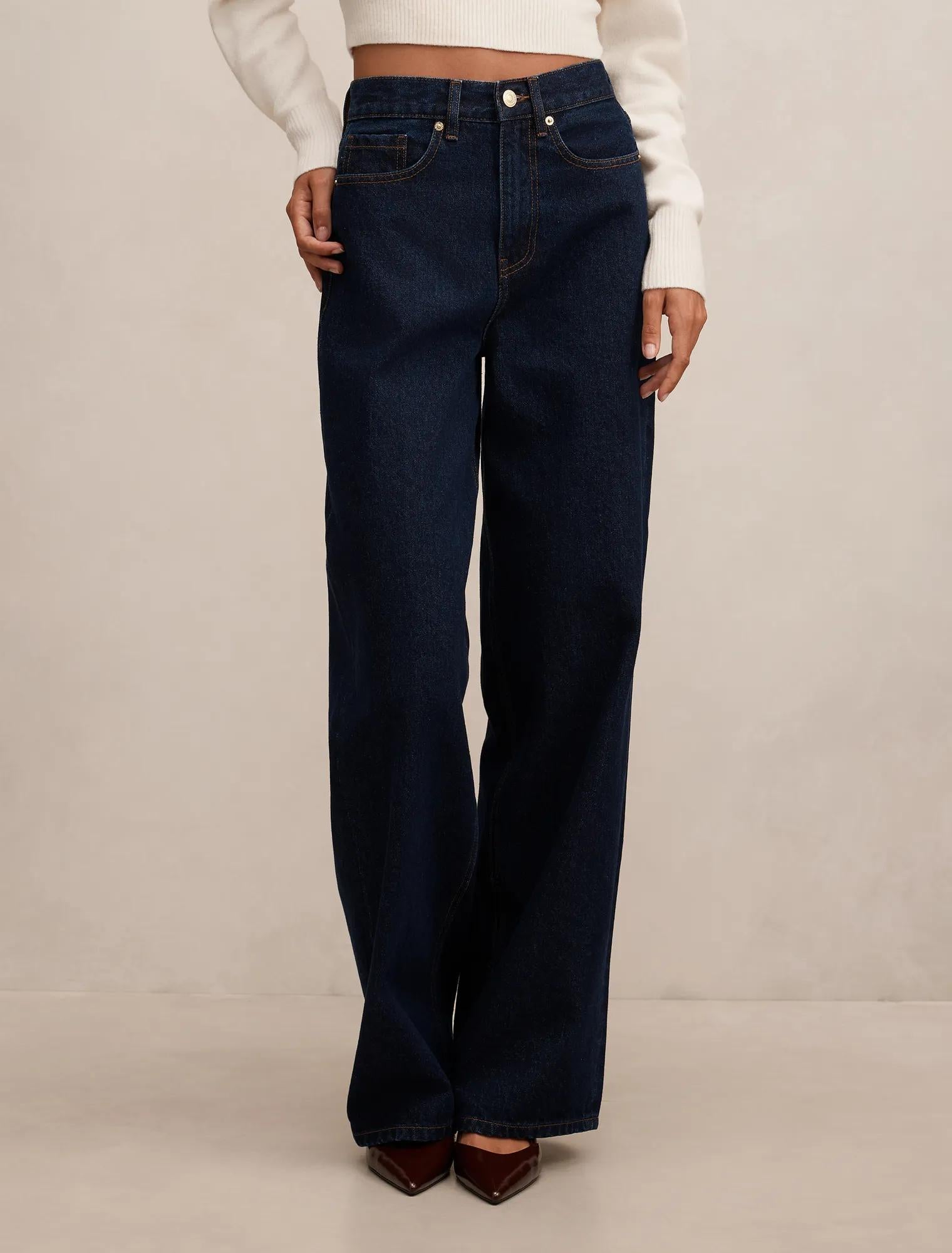 Gia High Rise Wide Leg Jeans Dark Wash