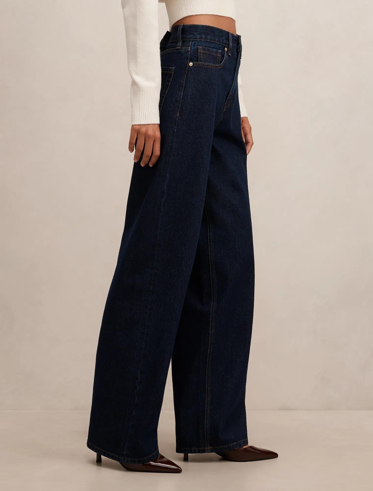 Gia High Rise Wide Leg Jeans Dark Wash