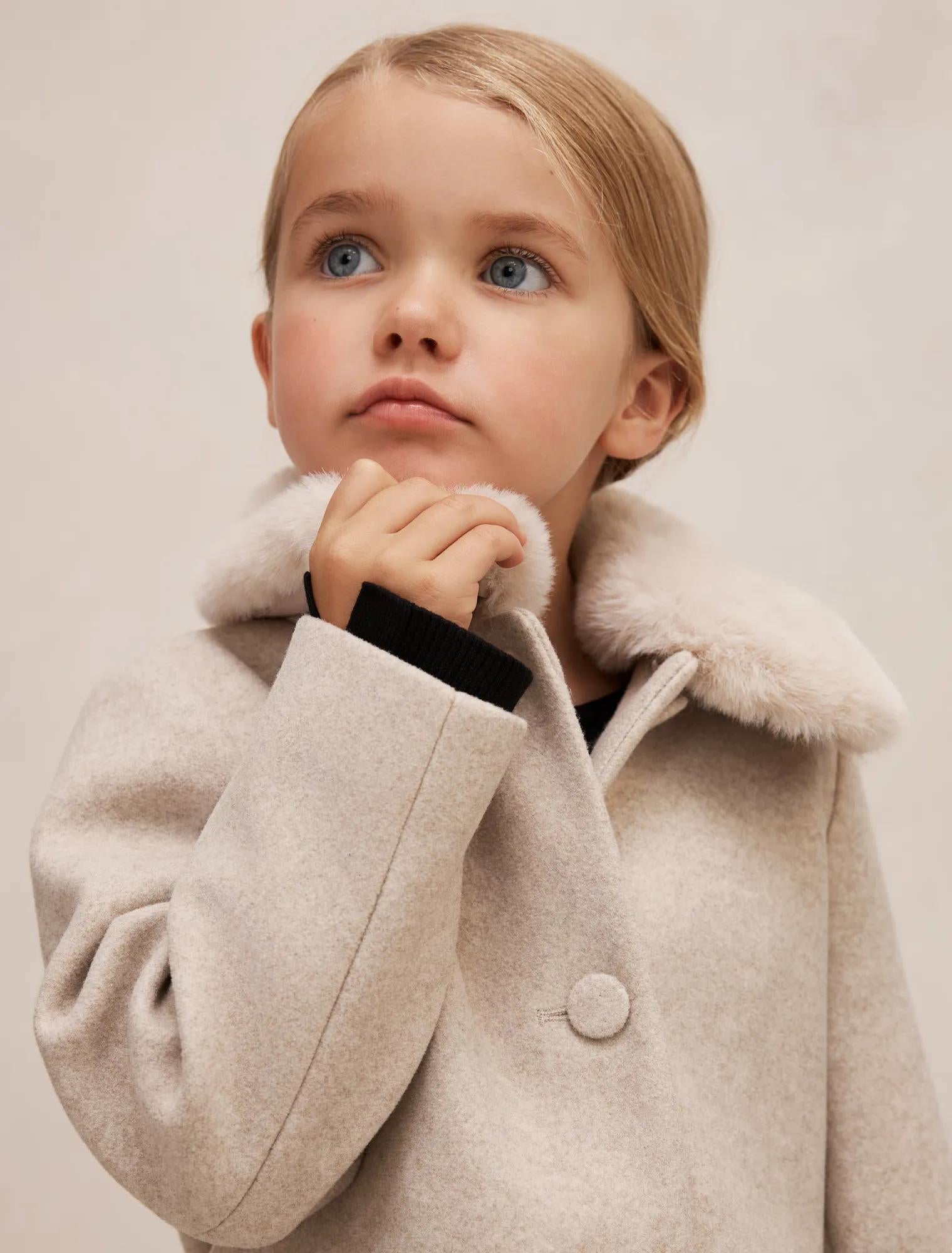 Isabella Girls Faux Fur Collar Coat Mink Marle