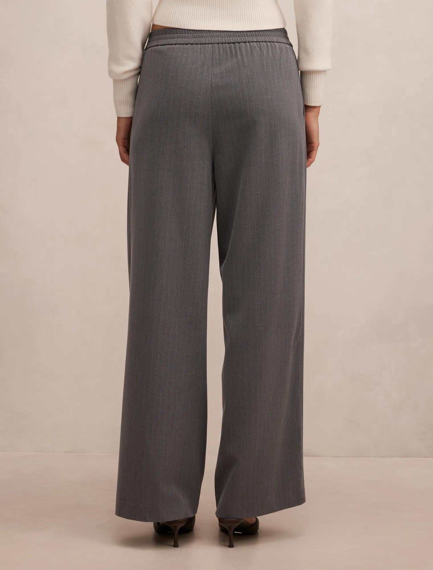 Liliana Elastic Pinstripe Pants Grey Pinstripe