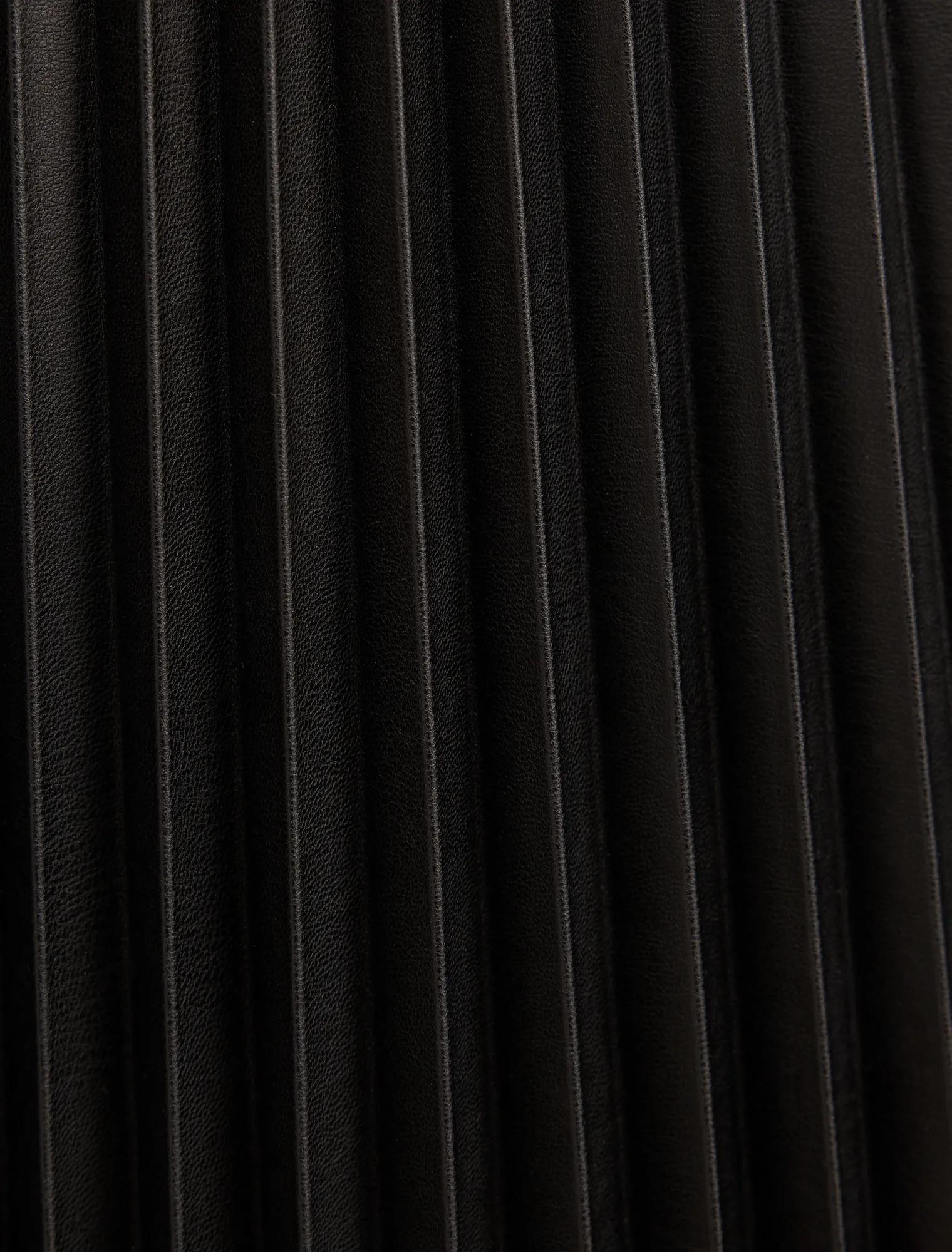 Gianna Faux Leather Pleated Midi Dress Black