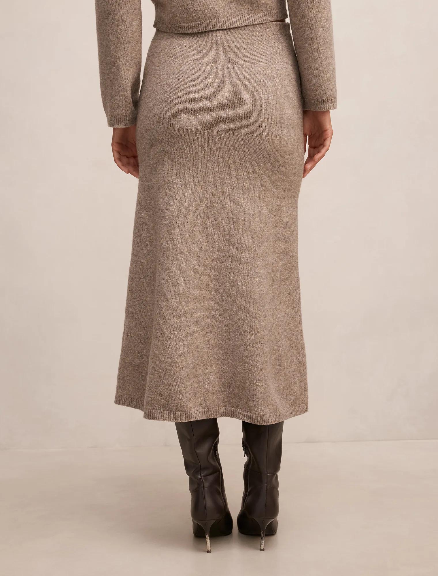 Lottie Knitted Midi Skirt Marled Caramel Co Ord
