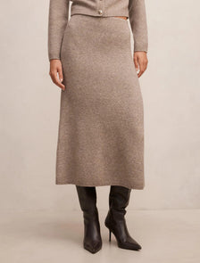 Lottie Knitted Midi Skirt Marled Caramel Co Ord