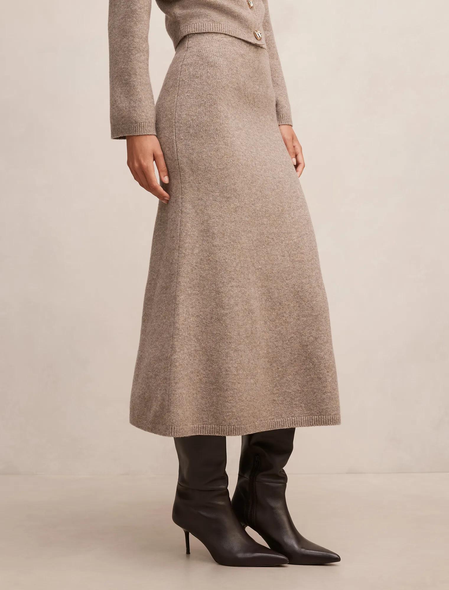 Lottie Knitted Midi Skirt Marled Caramel Co Ord
