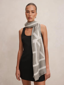 Immy Geo Print Scarf Sage/Ivory