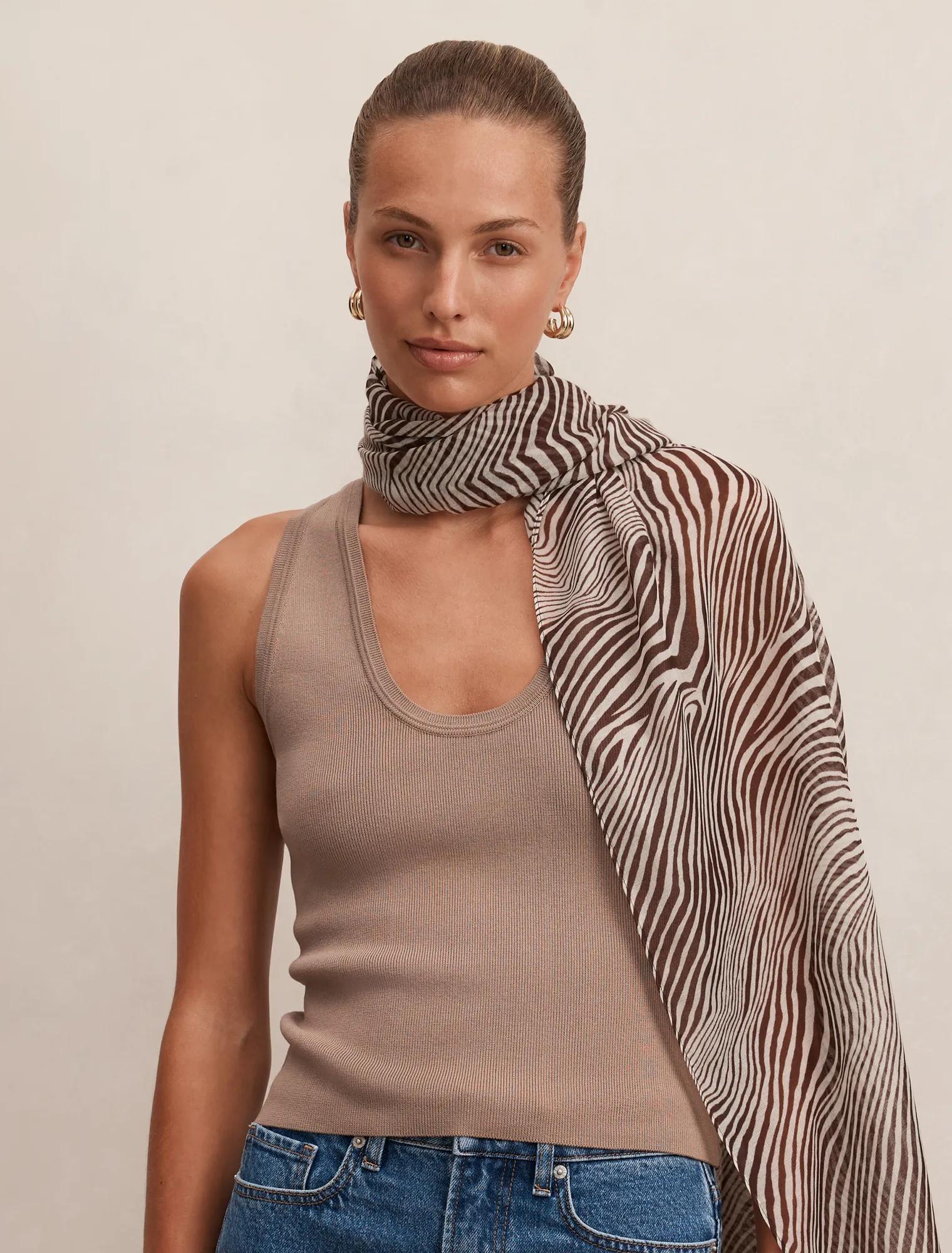 Amelia Animal Print Scarf Brown/Ivory