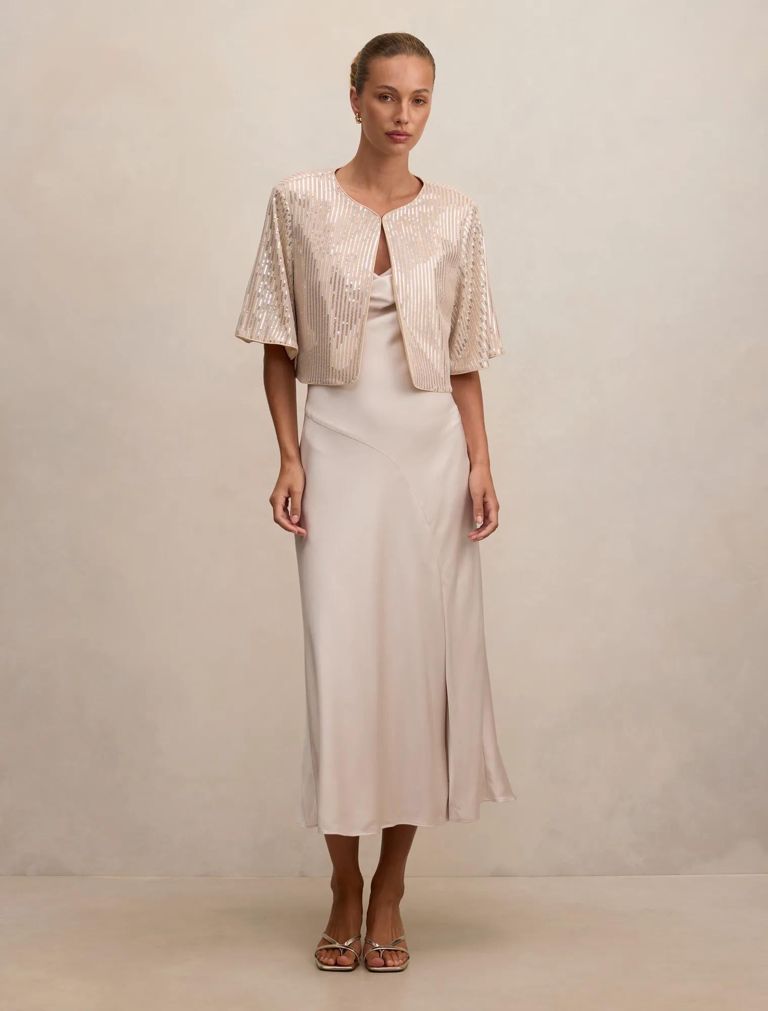 Sasha Sequin Cape Blush