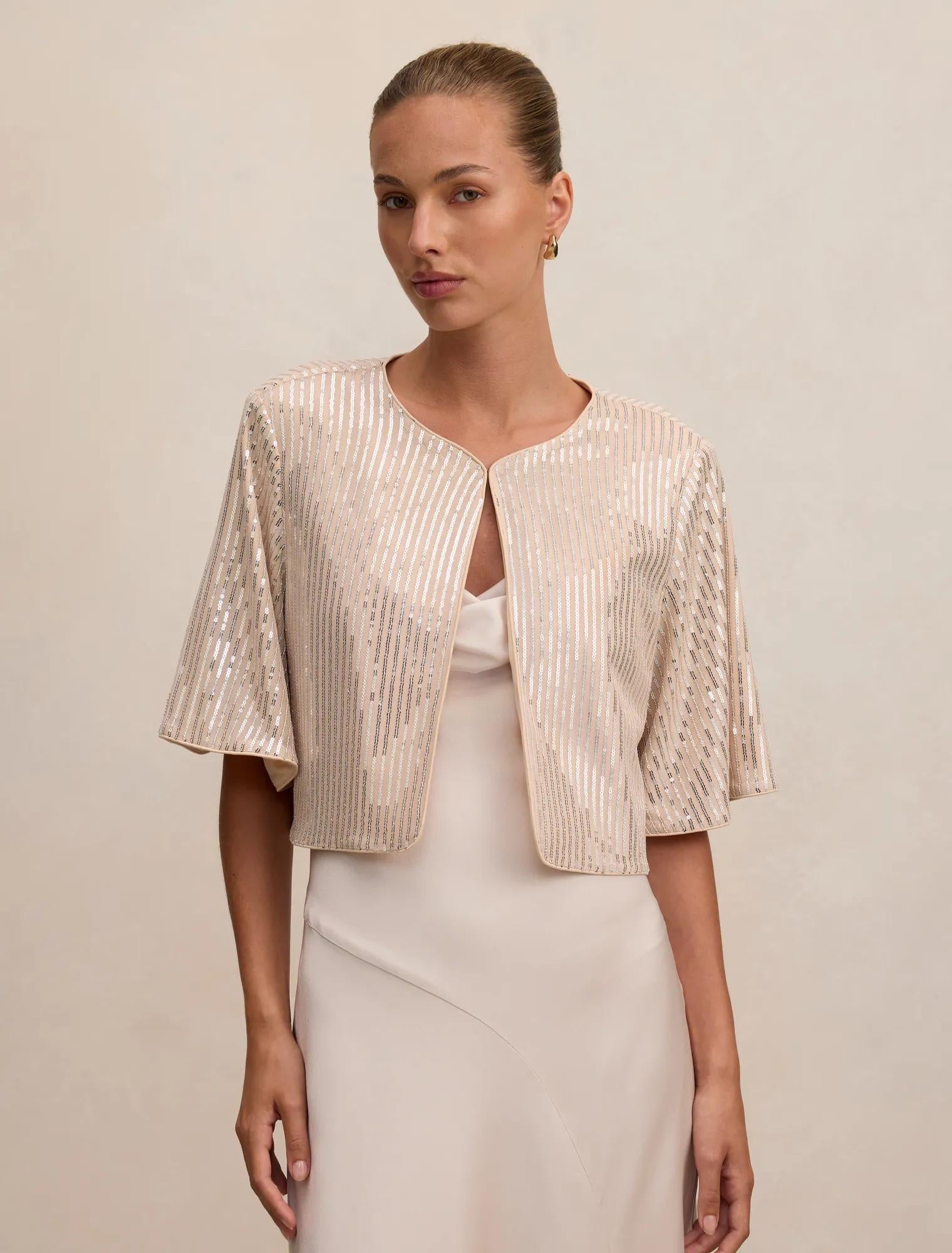 Sasha Sequin Cape Blush