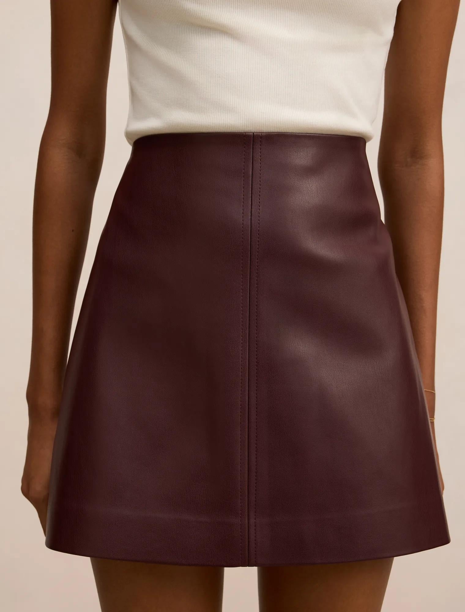 Renee Petite Faux Leather Mini Skirt Berry Co-Ord