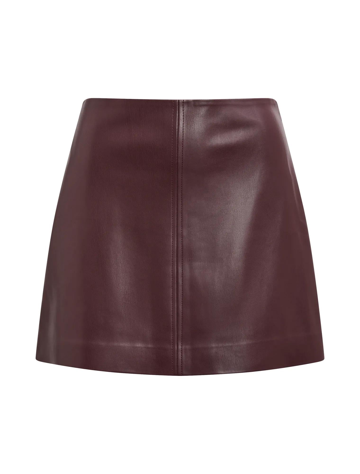 Renee Petite Faux Leather Mini Skirt Berry Co-Ord_mannequin