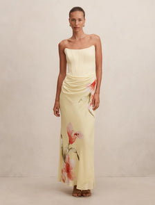 Isra Printed Strapless Maxi Linley Floral