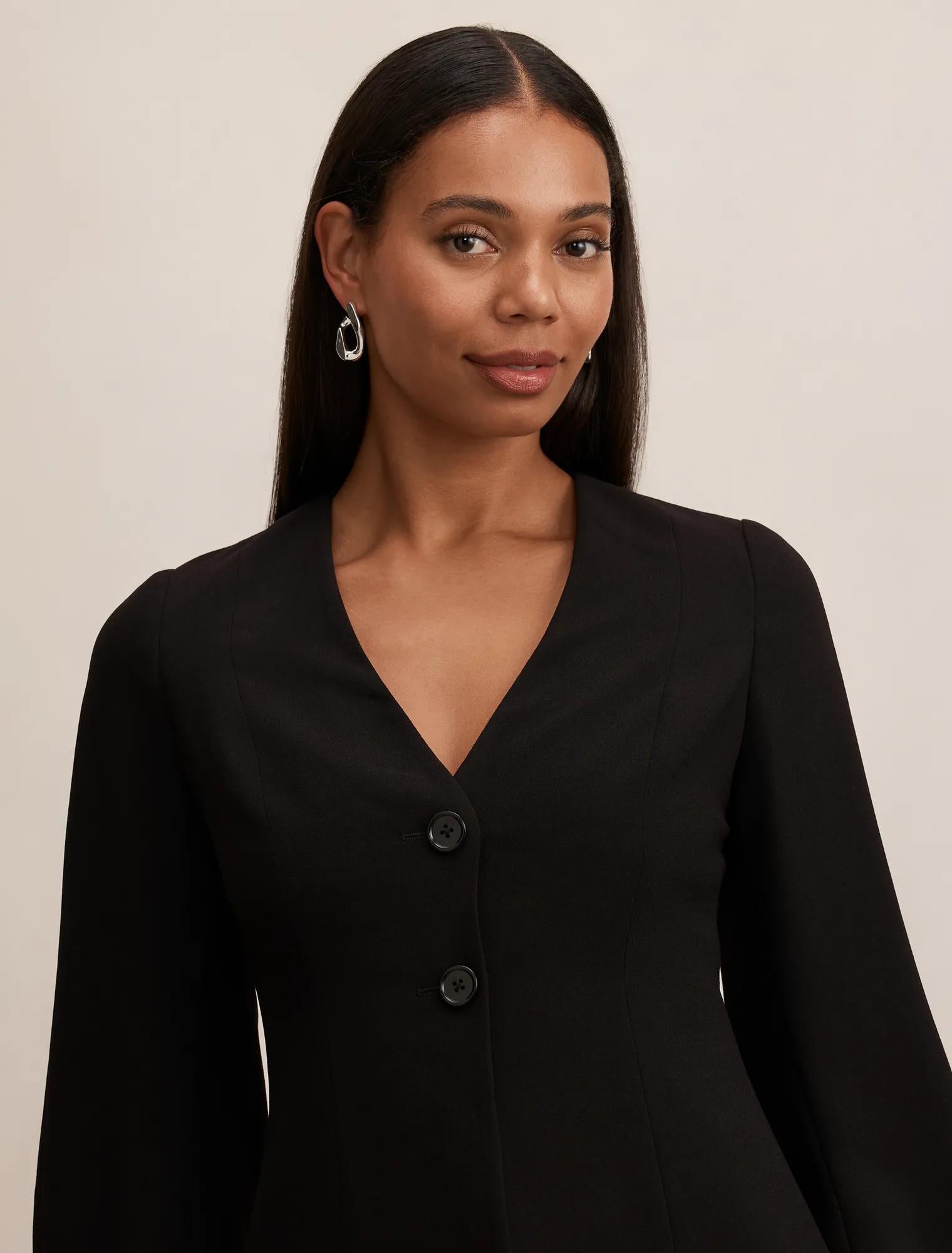 Lizzie Collarless Blazer Black Suit