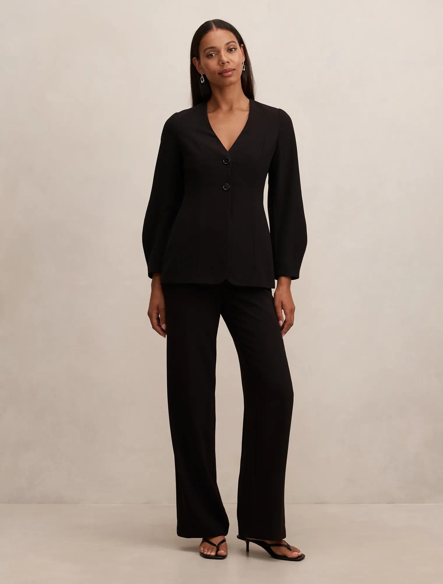 Lizzie Collarless Blazer Black Suit