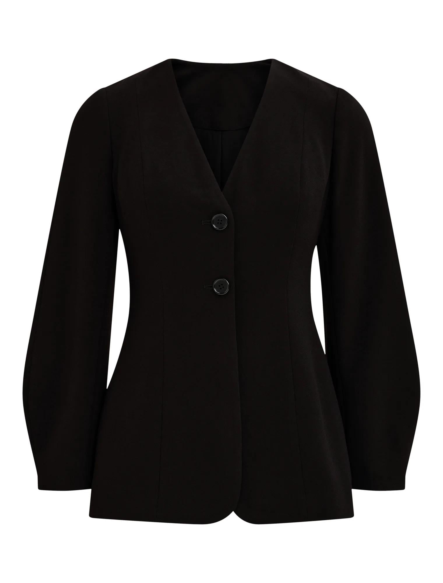 Lizzie Collarless Blazer Black Suit_mannequin
