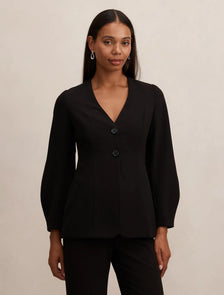Lizzie Collarless Blazer Black Suit