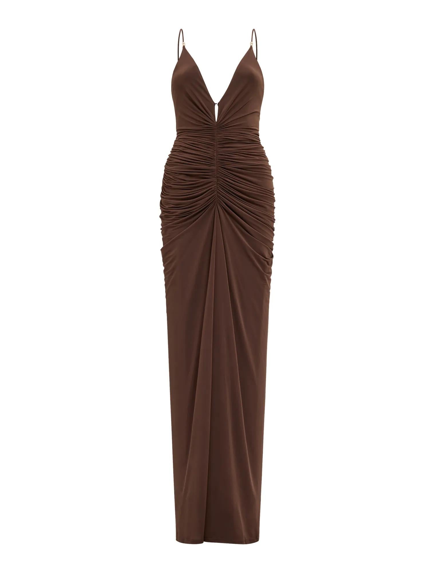 Jazzy Slinky Jersey Maxi Dress Chocolate_mannequin