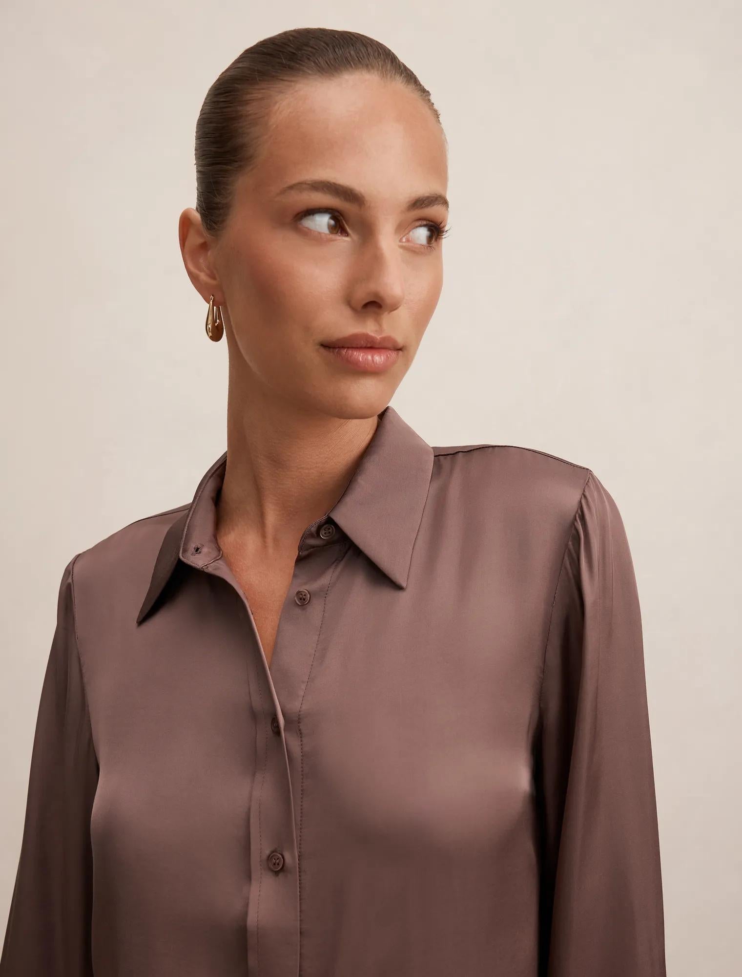 Carter Satin Shirt Moonlight