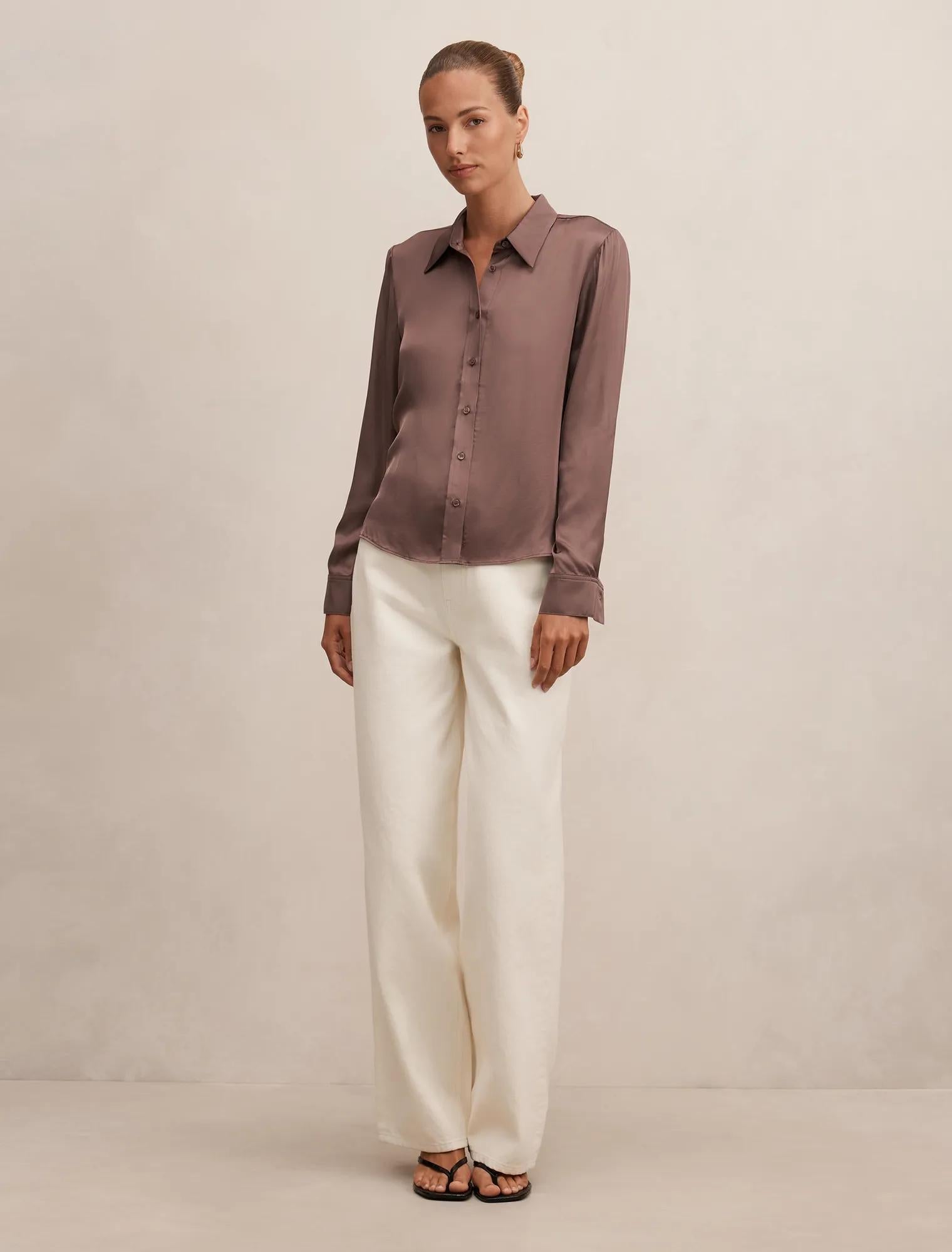 Carter Satin Shirt Moonlight