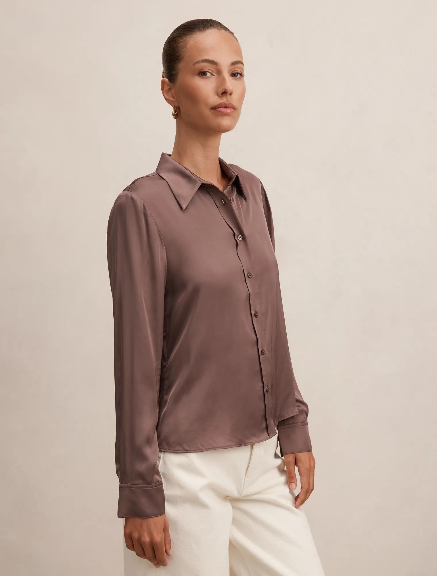 Carter Satin Shirt Moonlight