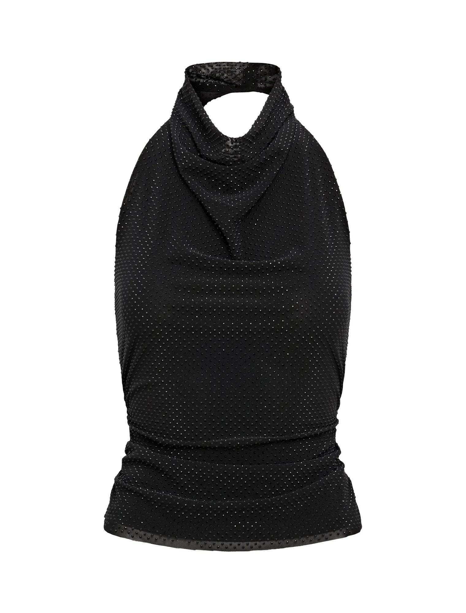 Lucy Heatseal Halter Top Black Co-Ord_mannequin