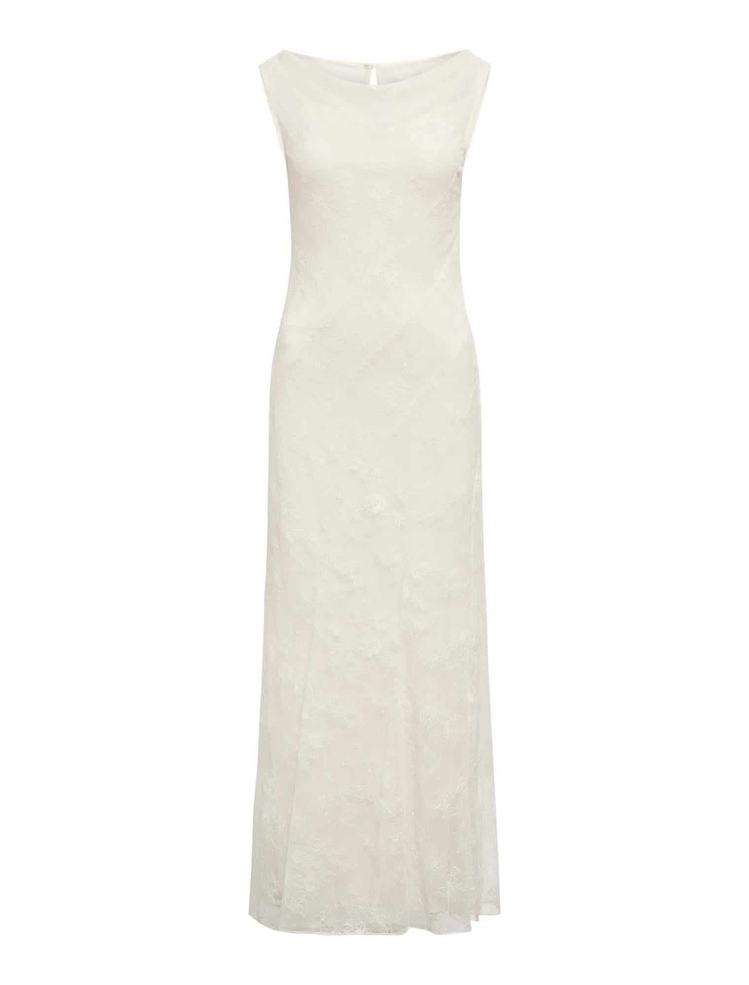 Jenna Panelled Lace Dress Ecru_mannequin