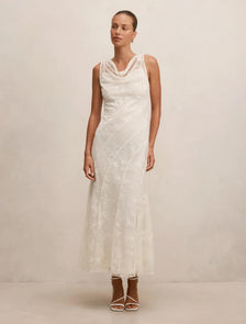 Jenna Panelled Lace Dress Ecru
