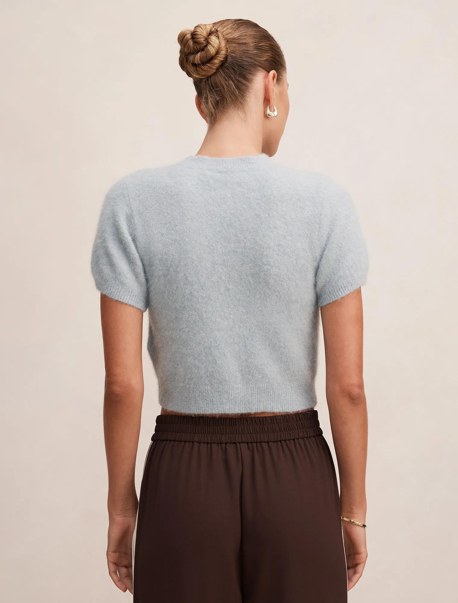 Juniper Button Through Knitted Tee Winter Sky