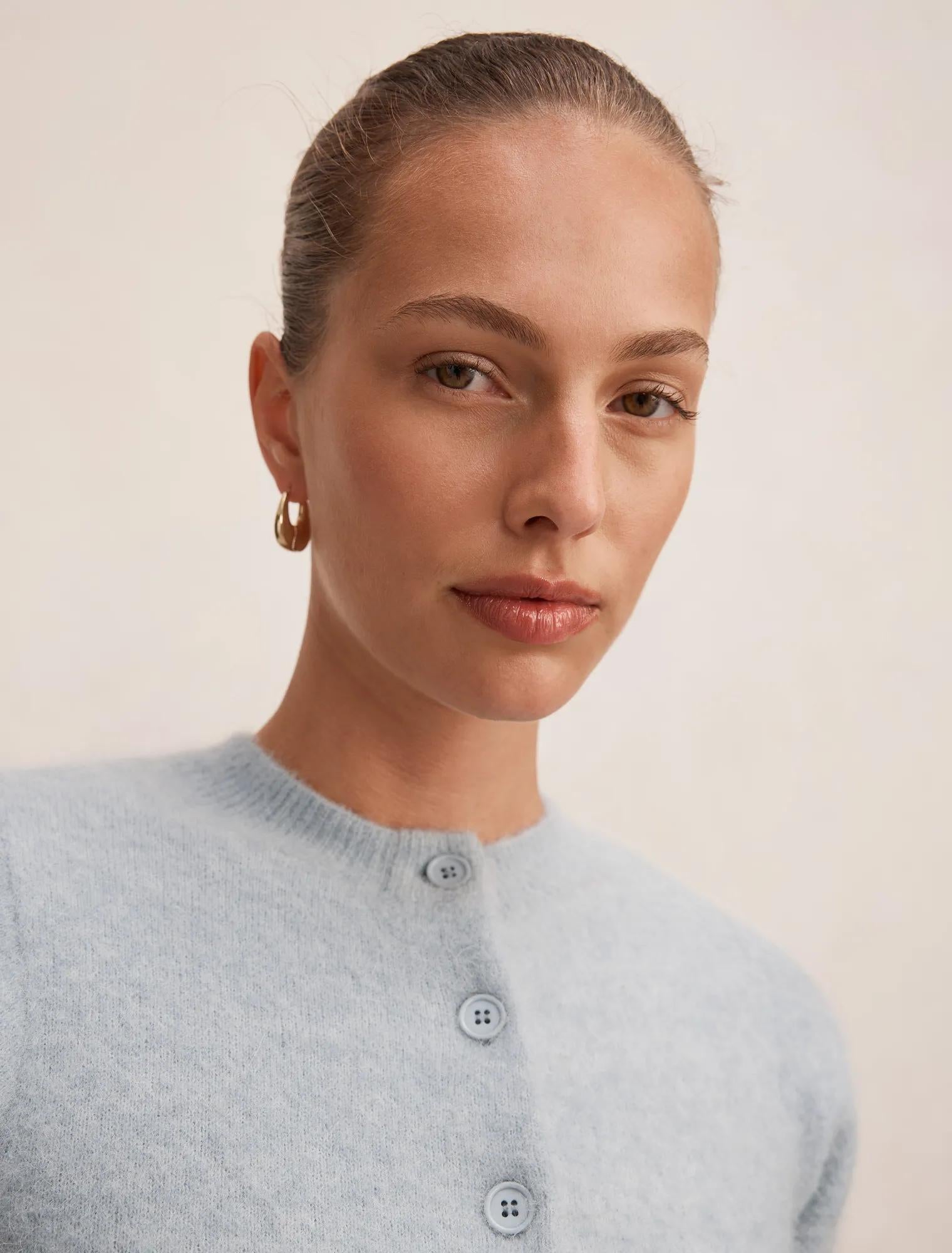 Juniper Button Through Knitted Tee Winter Sky