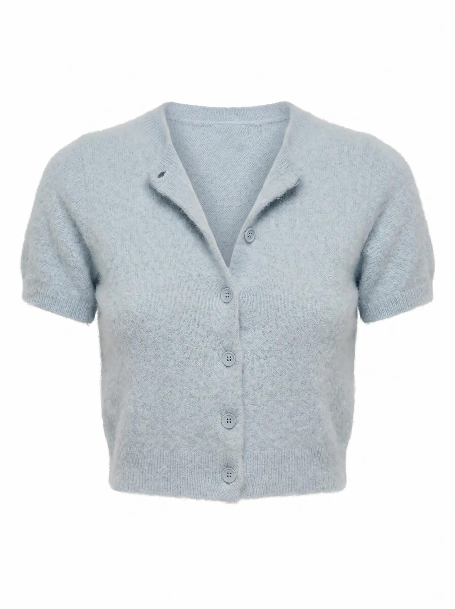 Juniper Button Through Knitted Tee Winter Sky_mannequin