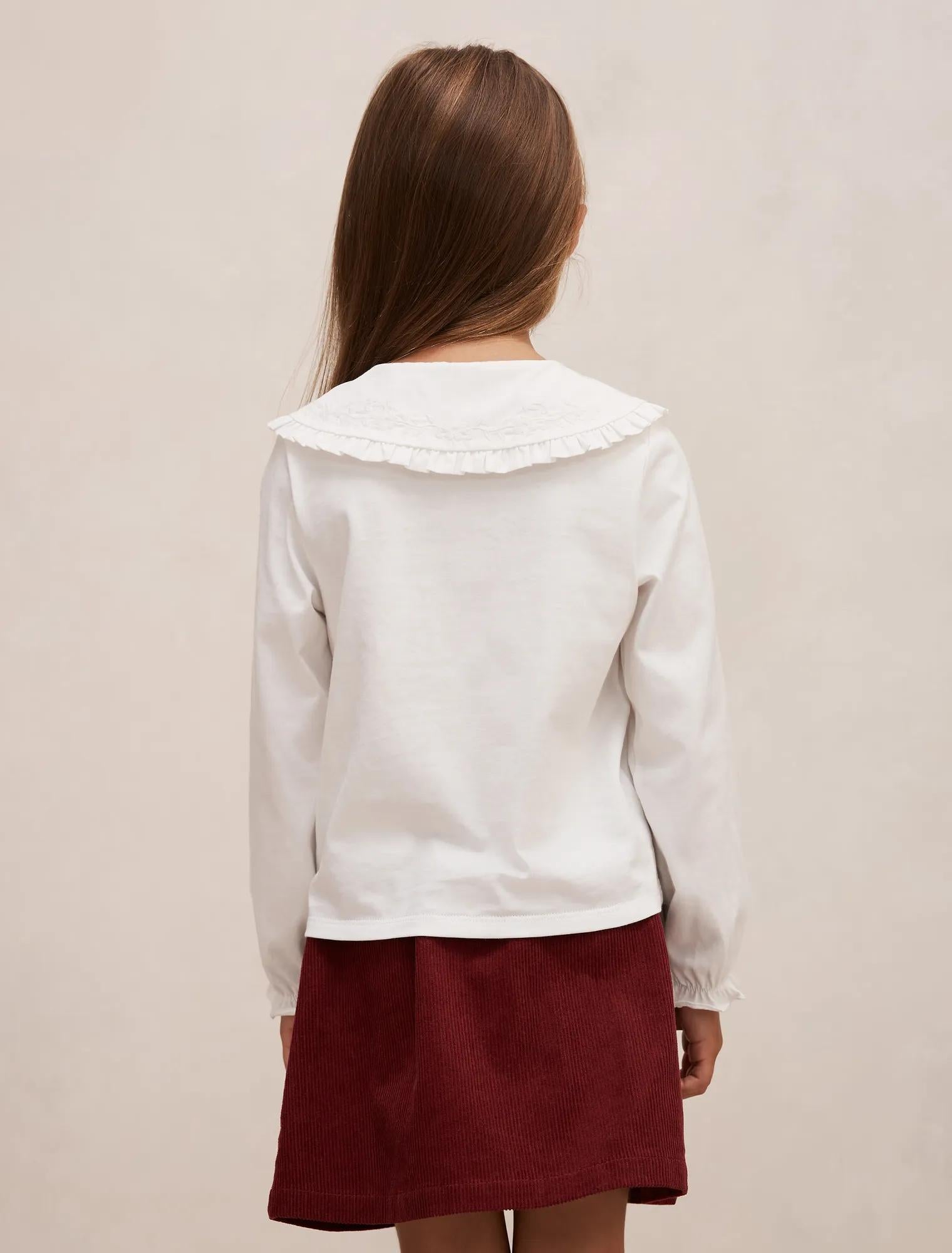 Amber Girls Collared Long Sleeve Top Porcelain