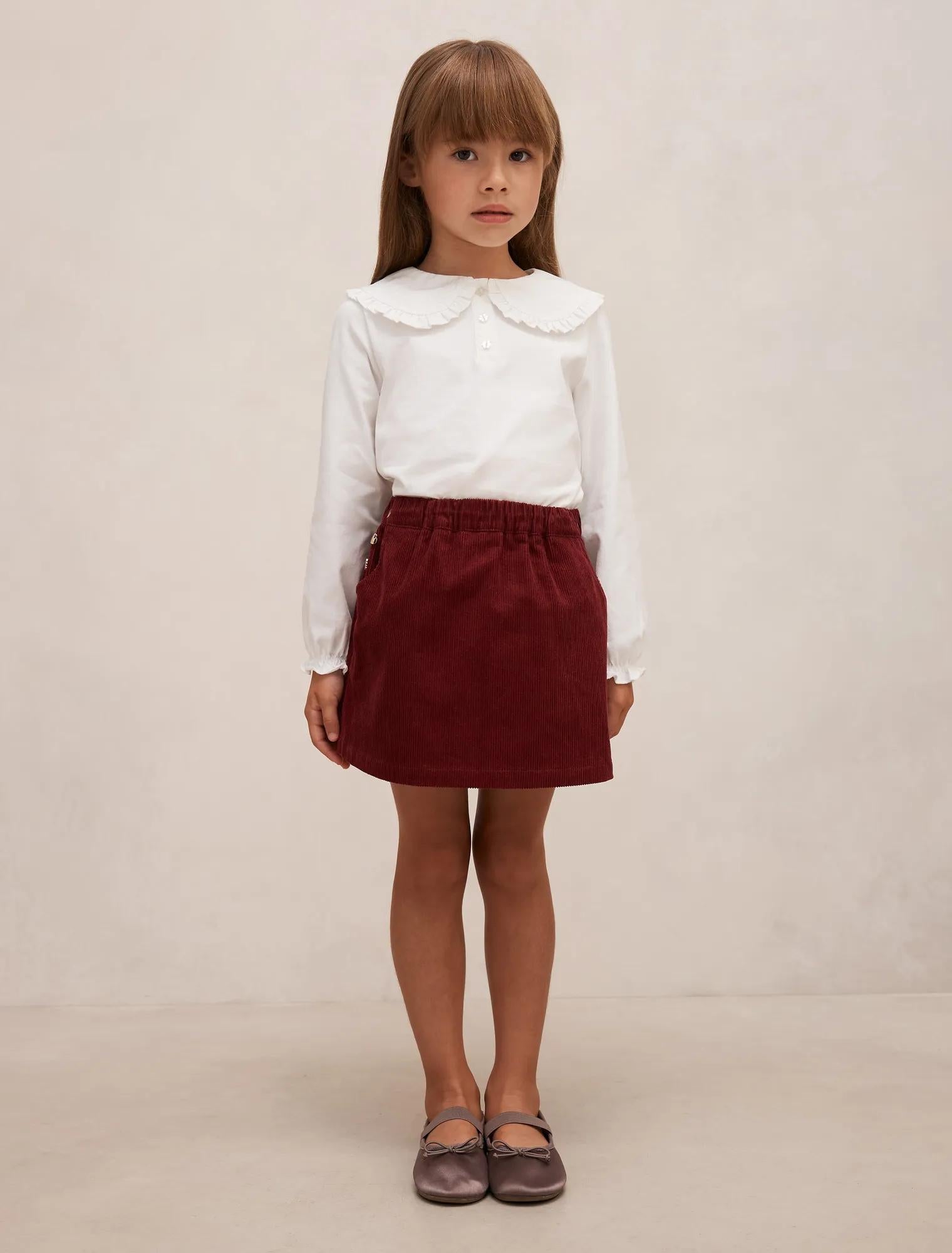 Amber Girls Collared Long Sleeve Top Porcelain