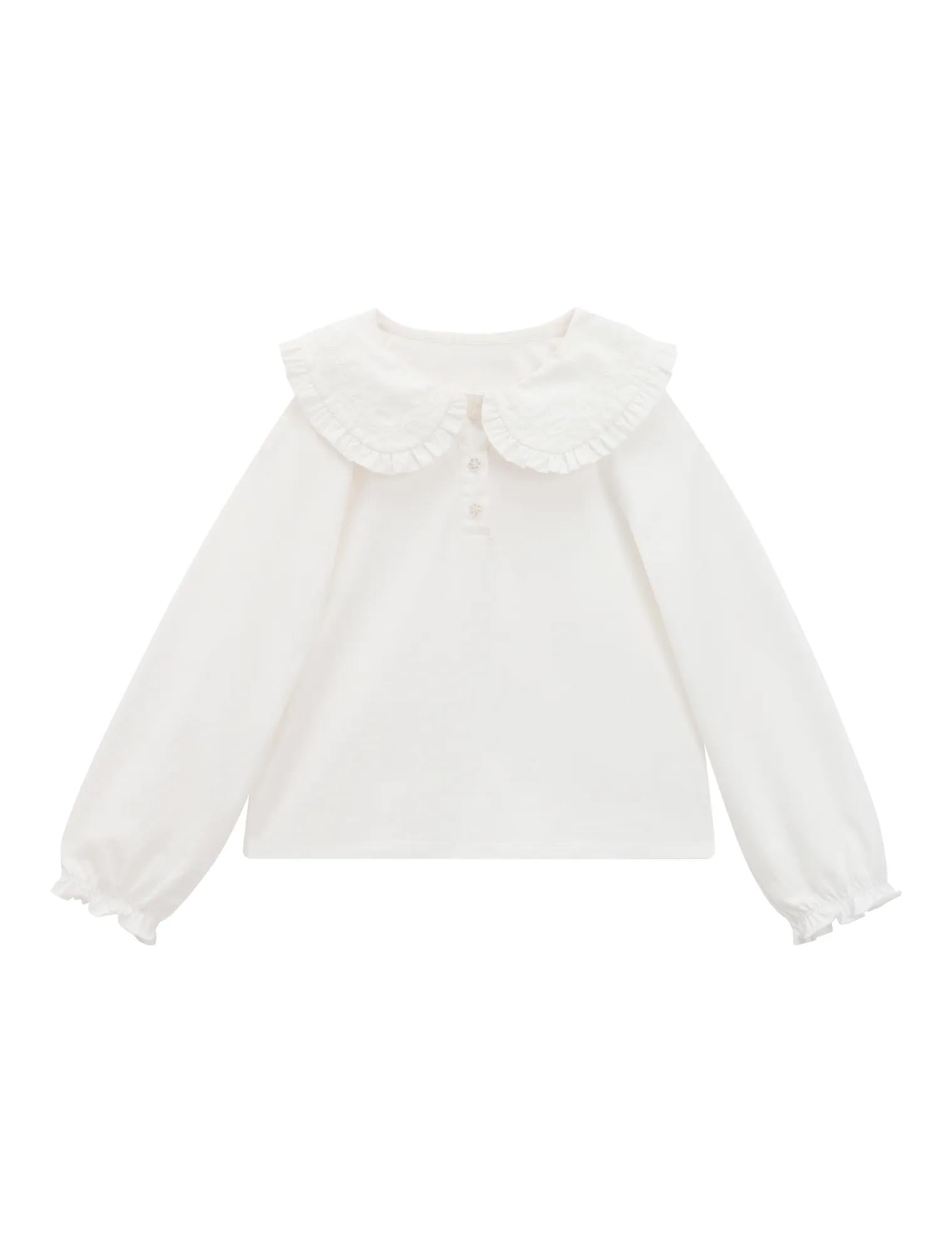 Amber Girls Collared Long Sleeve Top Porcelain