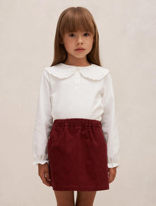 Amber Girls Collared Long Sleeve Top Porcelain