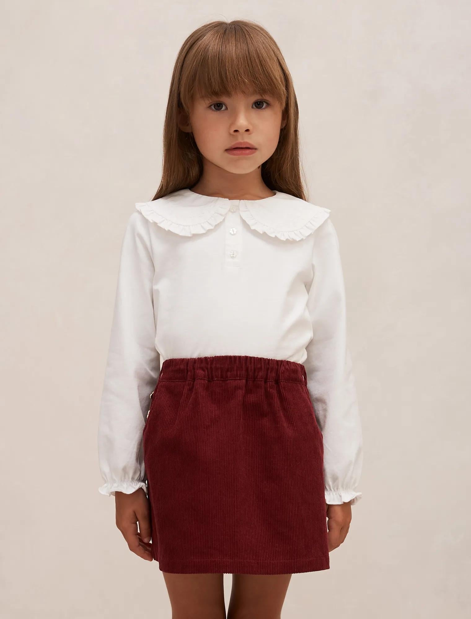 Amber Girls Collared Long Sleeve Top Porcelain