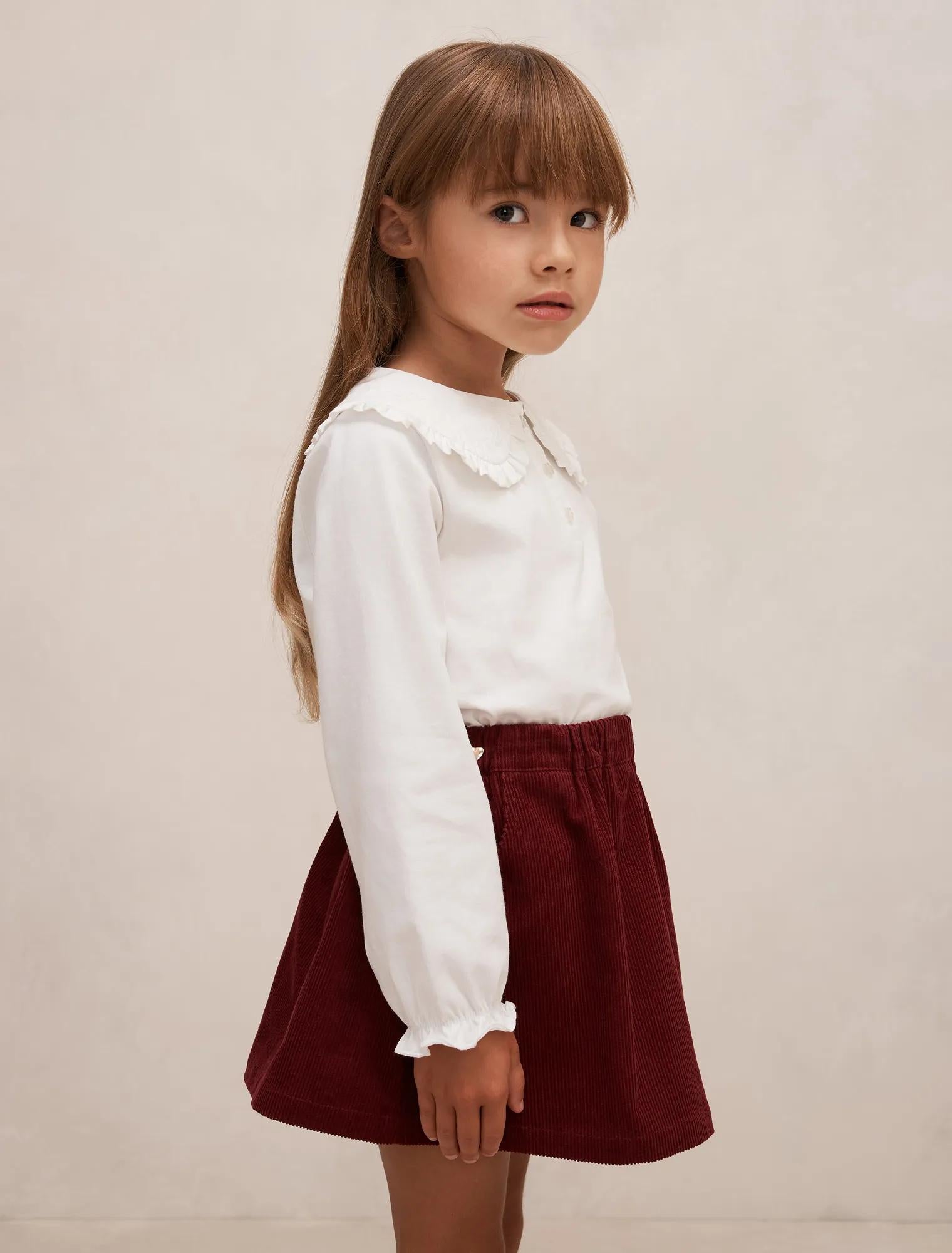 Amber Girls Collared Long Sleeve Top Porcelain