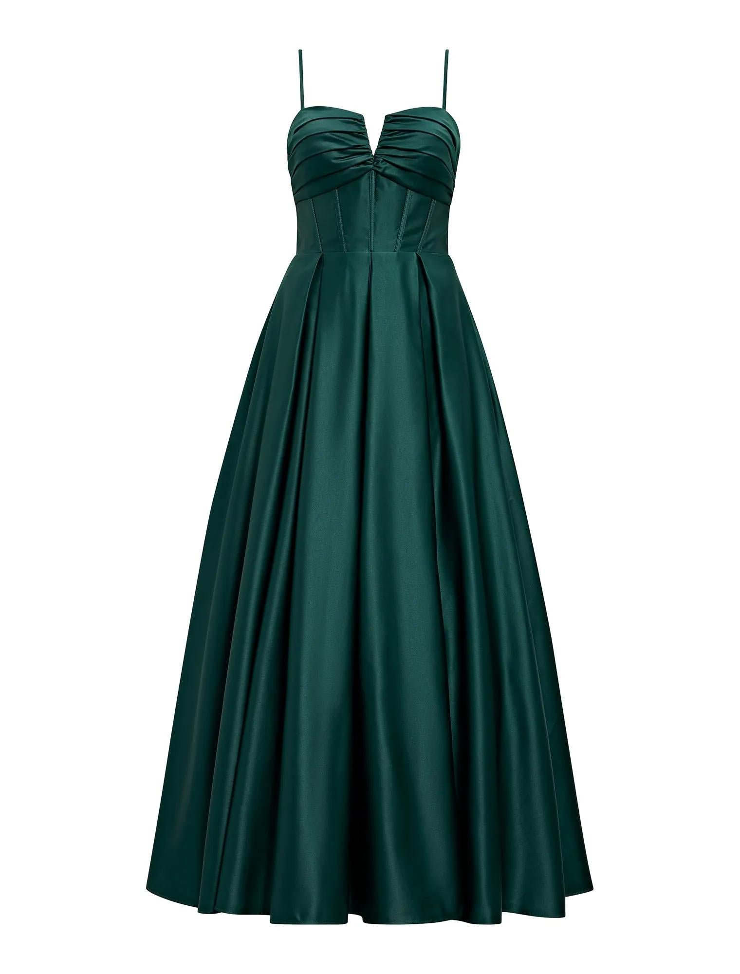 Arlow Strappy Corset Gown Pine Green_mannequin