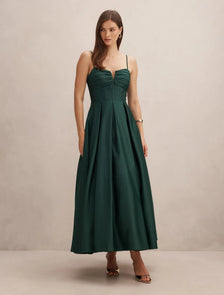 Arlow Strappy Corset Gown Pine Green