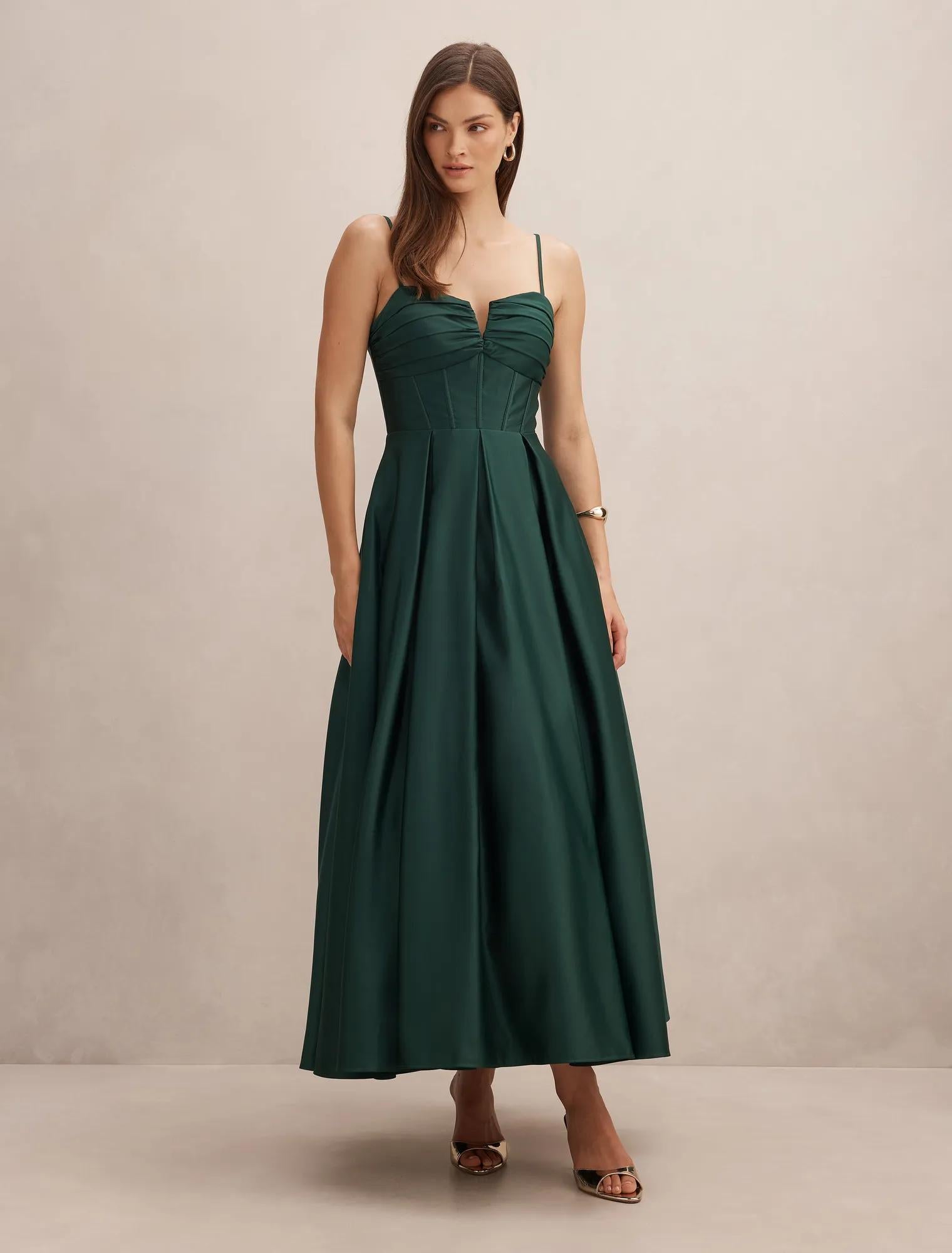 Arlow Strappy Corset Gown Pine Green