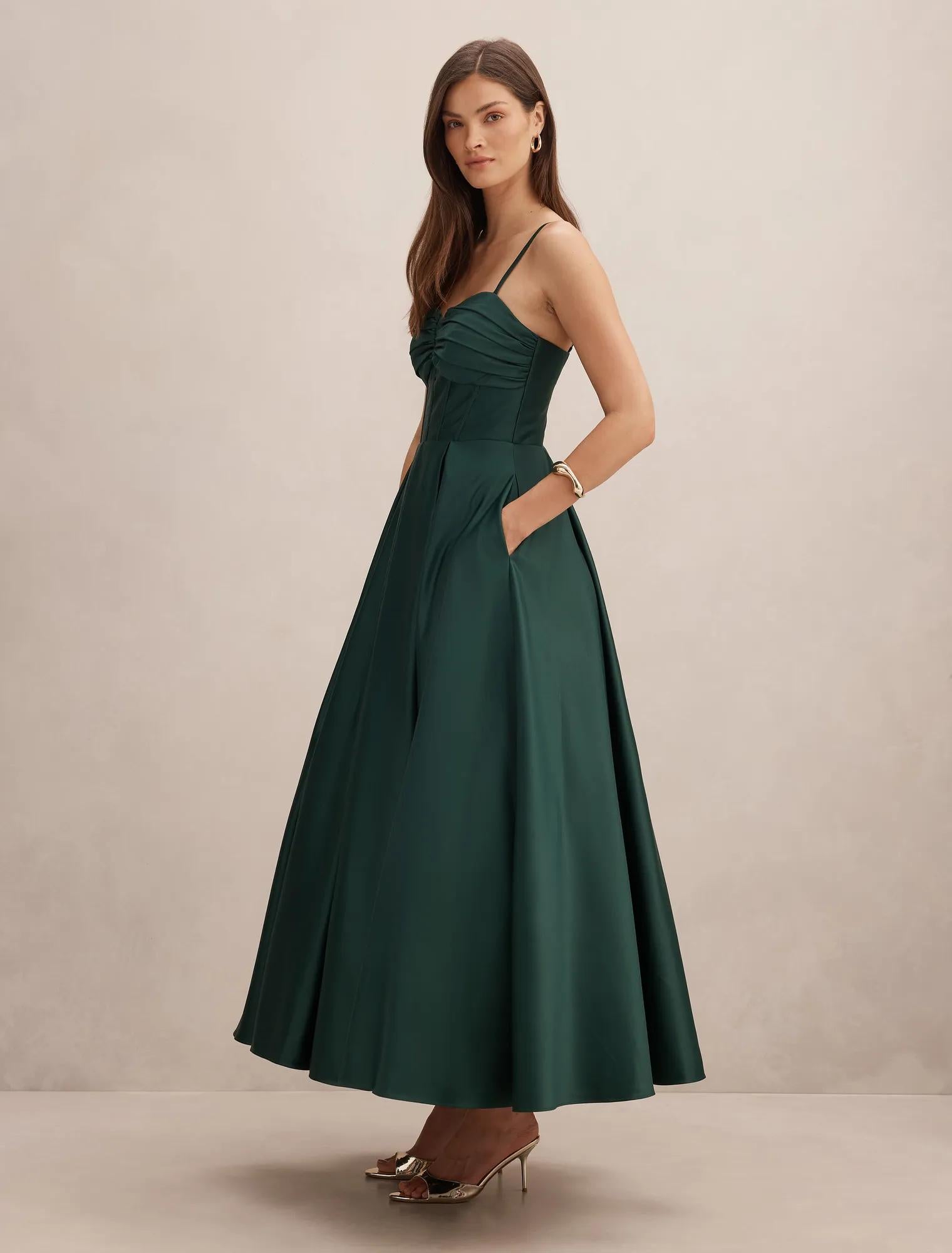 Arlow Strappy Corset Gown Pine Green
