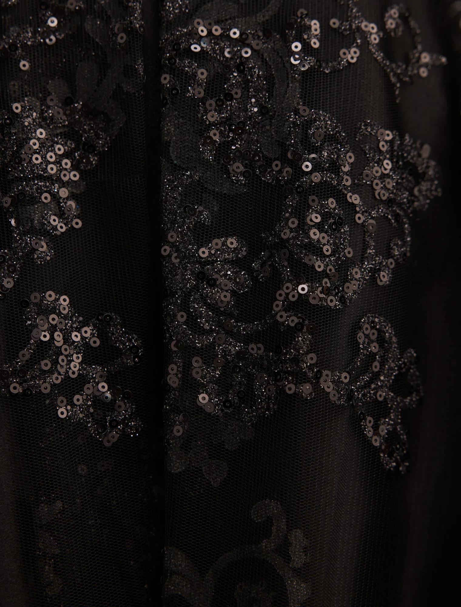 Aubree Strapless Lace Gown Black
