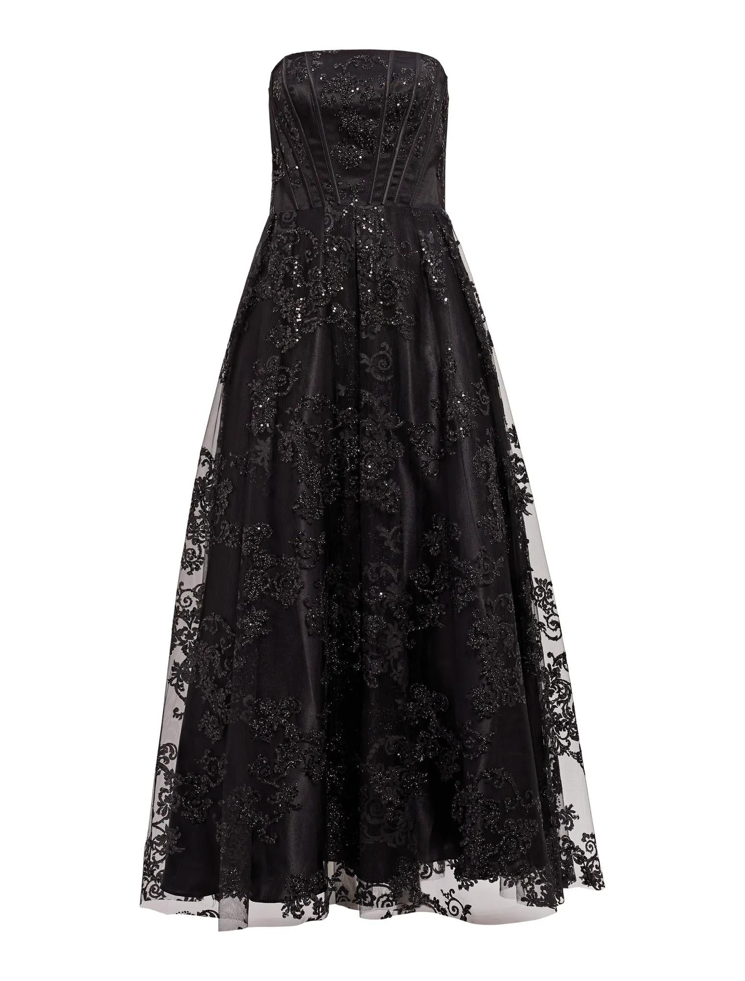 Aubree Strapless Lace Gown Black_mannequin