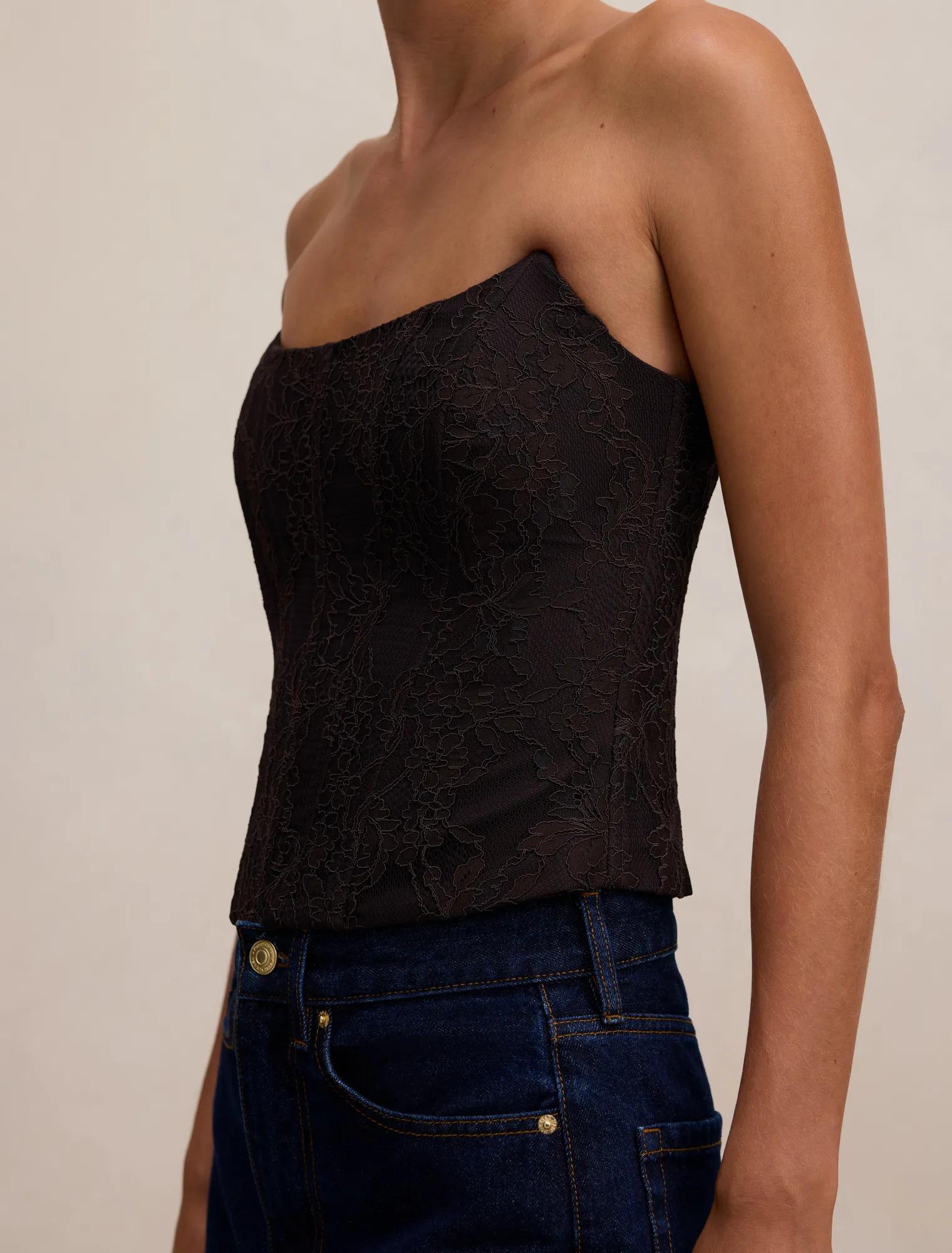 Lara Lace Corset Top Chocolate